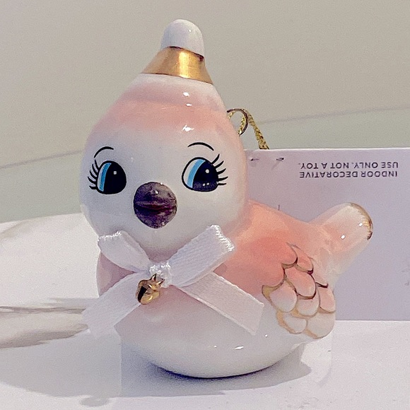 🎄 Wondershop - Ceramic Retro Style Ornament Set of 2 - Pink Bird and Deer - Picture 4 of 4